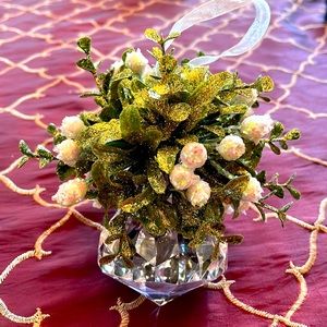 Decorative Holly Holiday Ornament - White NWOT